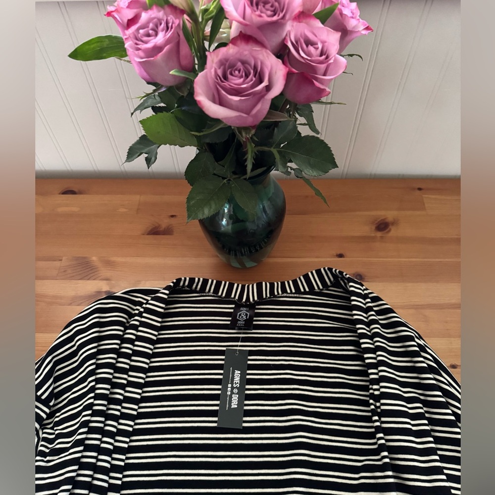 Agnes & Dora Ponte Striped Forever Cardigan with Pockets Size XXXL New With Tags - Picture 2 of 8